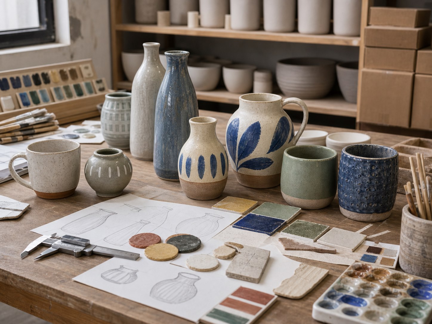 Glaze development samples for ceramic products