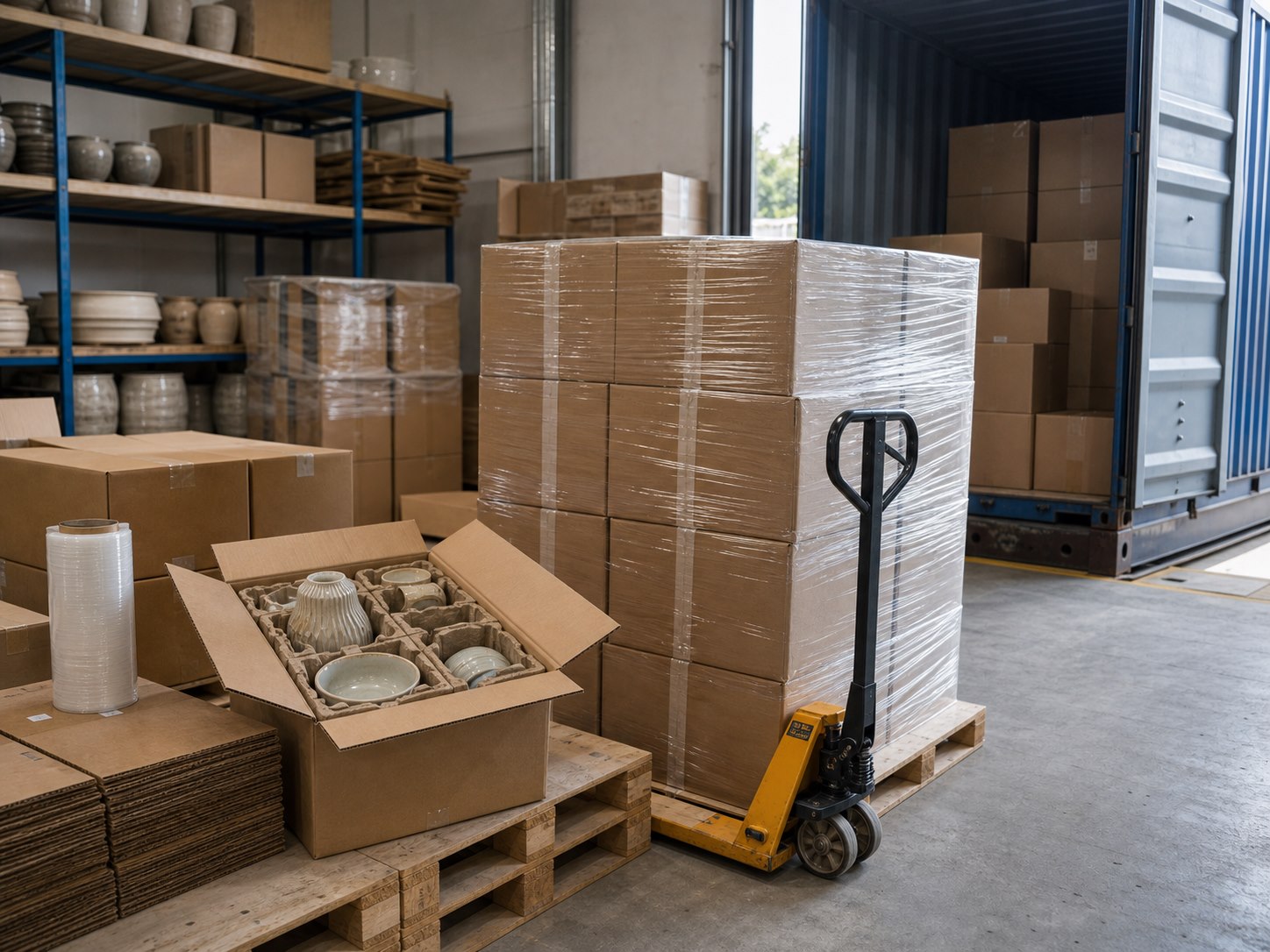 Shipment ready ceramic orders in warehouse