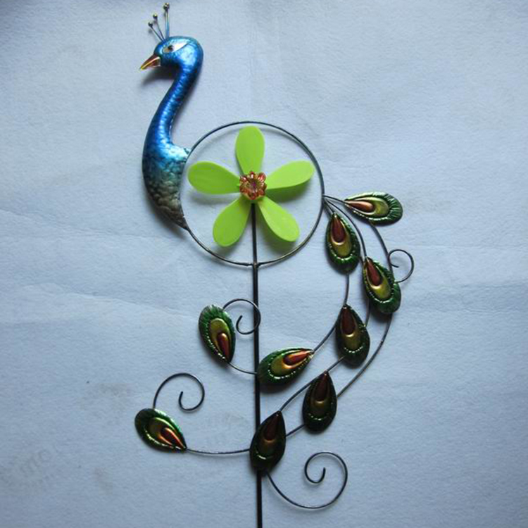 Decorative Metal Peacock Yard Stake with Plastic Wind Spinner from the Youli collection by Xiamen Youli