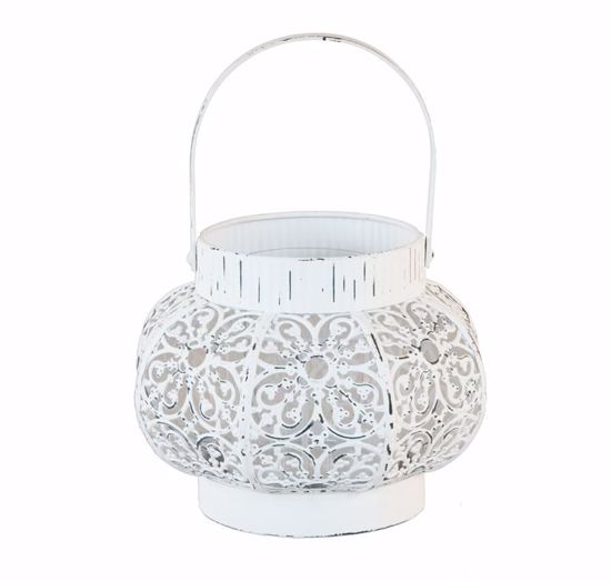 Antique White Metal Lantern Candle Holder from the Youli collection by Xiamen Youli