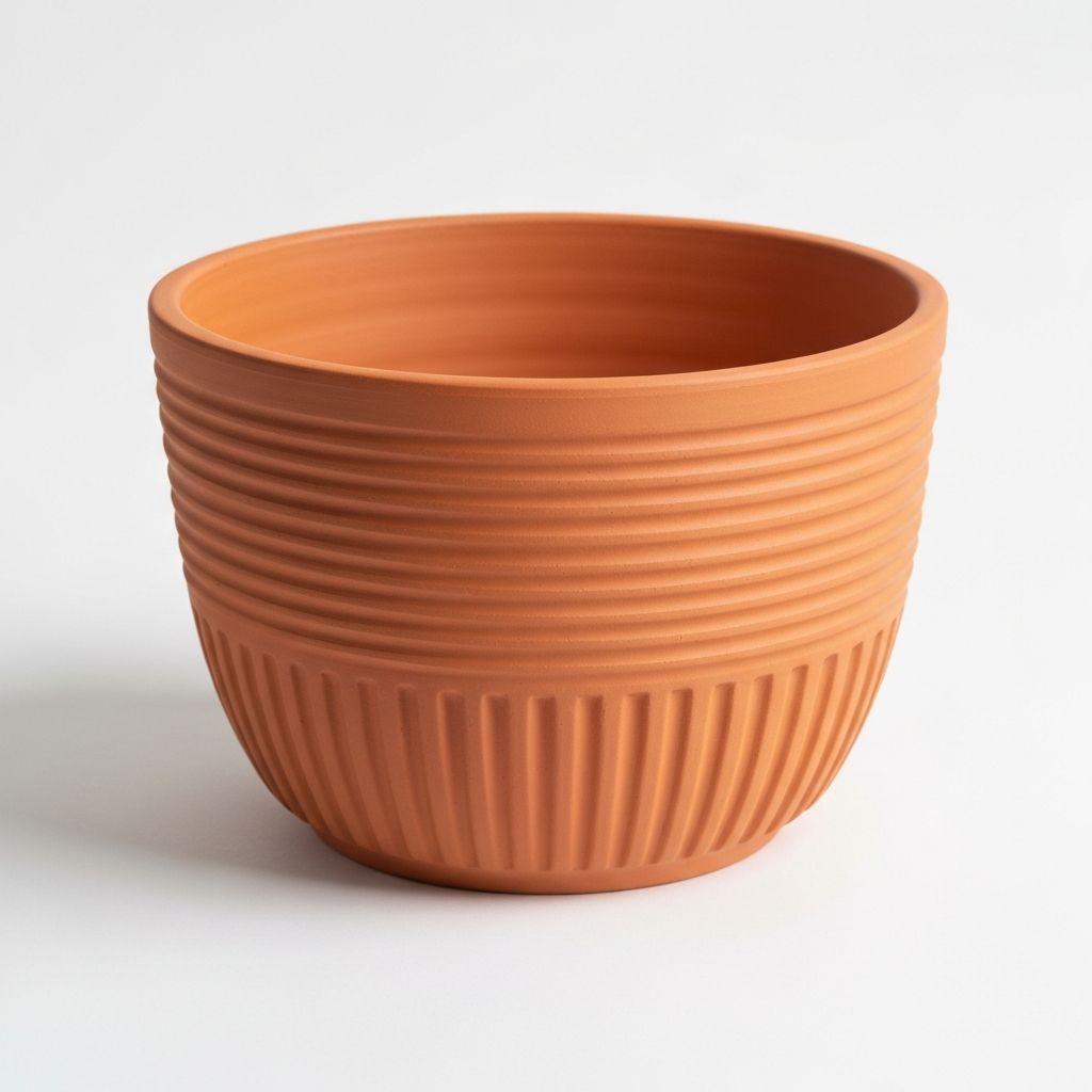Ribbed Ceramic Planter 8 Inch from the Youli collection by Xiamen Youli