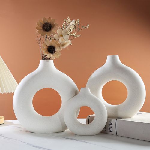 Donut Ceramic Vase from the Youli collection by Xiamen Youli