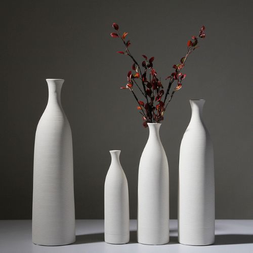 White Textured Ceramic Vase from the Youli collection by Xiamen Youli