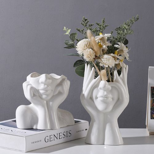 Face Ceramic Vase from the Youli collection by Xiamen Youli