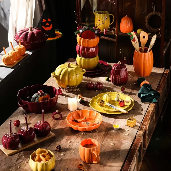 Pumpkin Bulk Ceramic Plates Bowls Cups Set