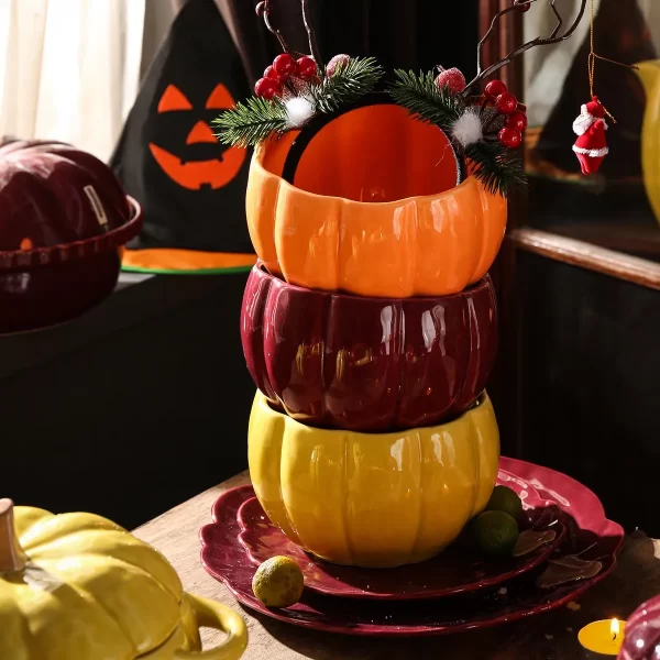 Pumpkin Ceramic Bowls Cups and Plates