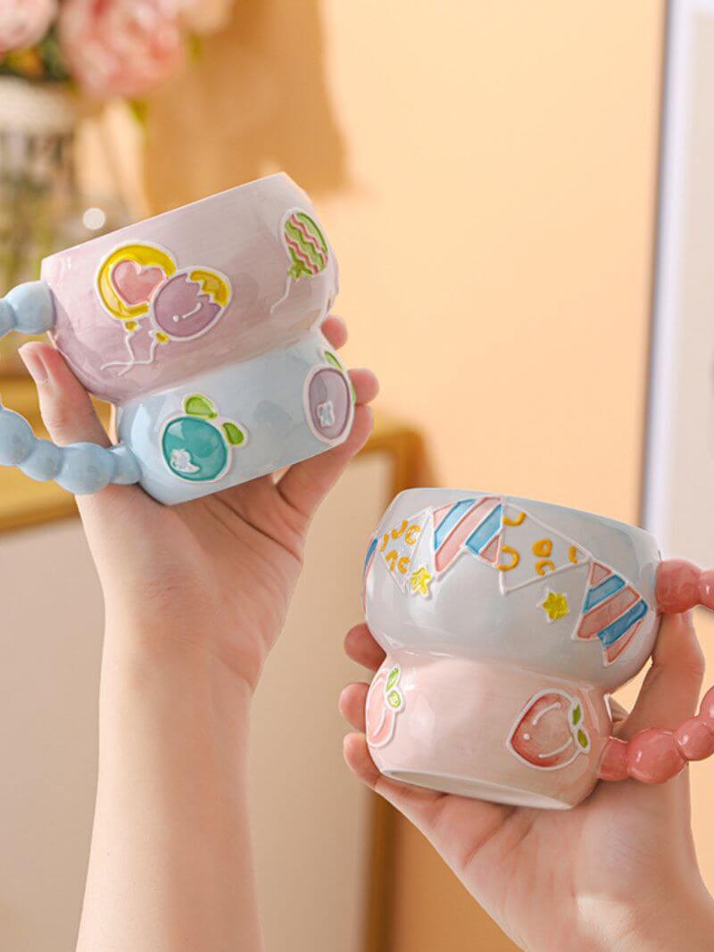 Pastel Embossed Ceramic Mug Set from the Youli collection by Xiamen Youli