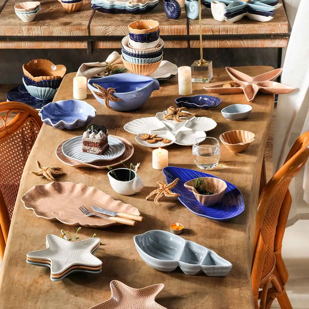 Shell Shape Ceramic Plates and Bowls from the Youli collection by Xiamen Youli
