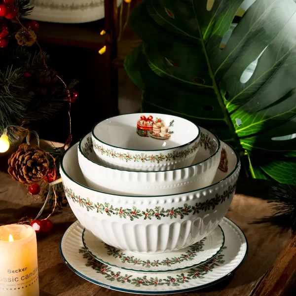Christmas Pattern Rustic Plate Set from the Youli collection by Xiamen Youli
