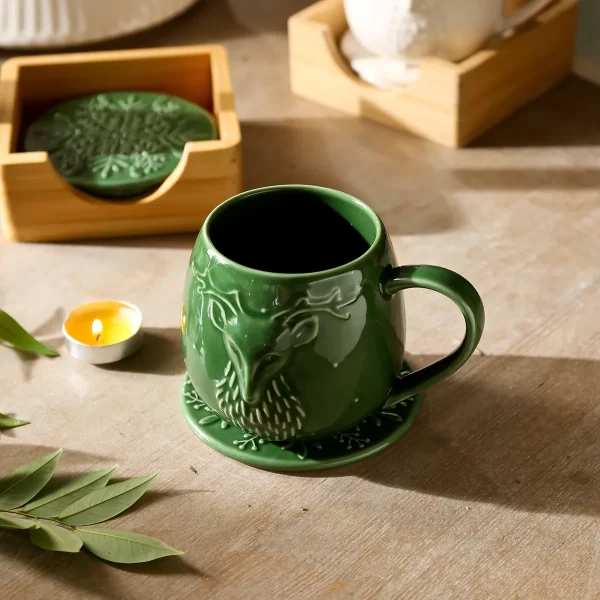 Green Christmas Ceramic Cup and Plate from the Youli collection by Xiamen Youli