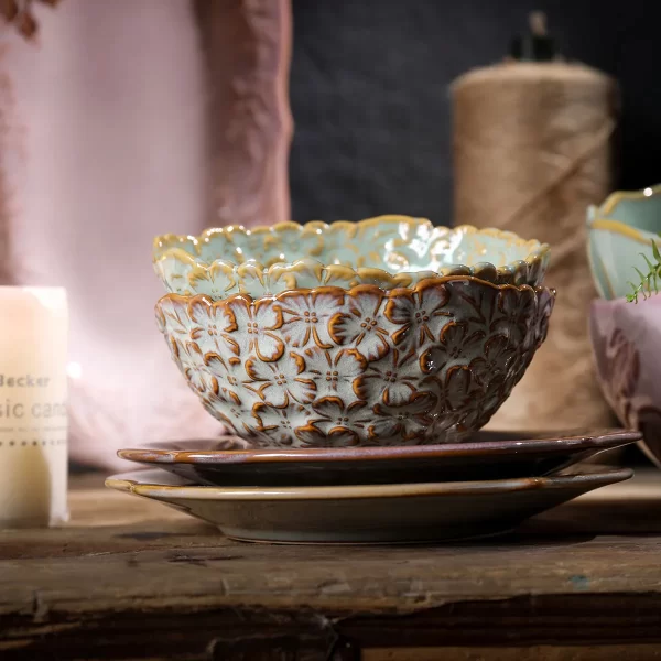 Luxury Flower Pattern Soup Bowls 4 from the Youli collection by Xiamen Youli