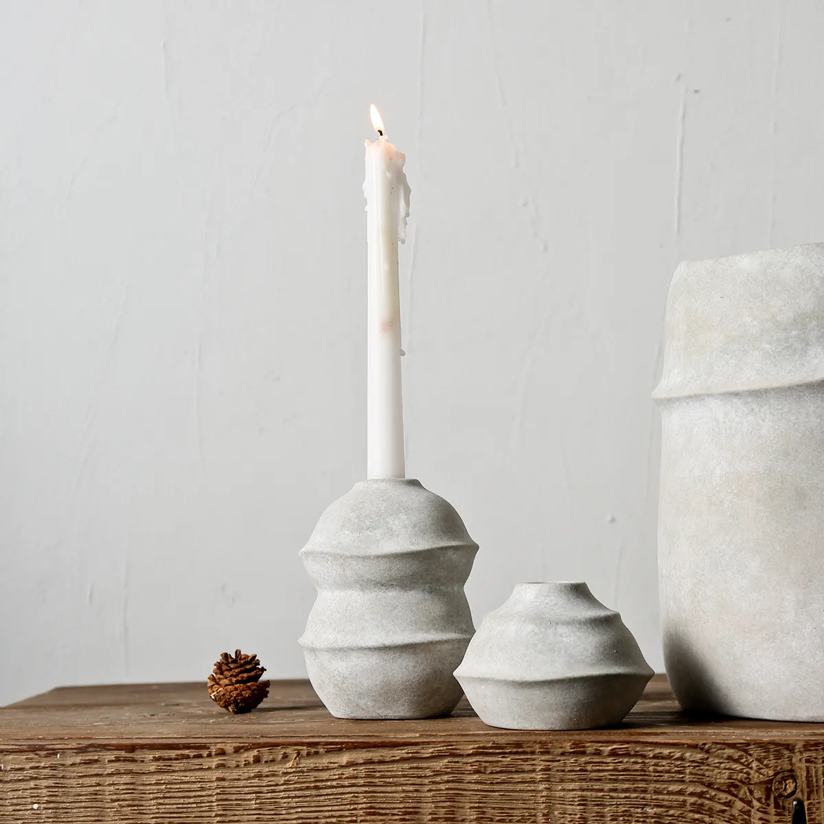 Matte Gray Ceramic Candle Holders 1 from the Youli collection by Xiamen Youli