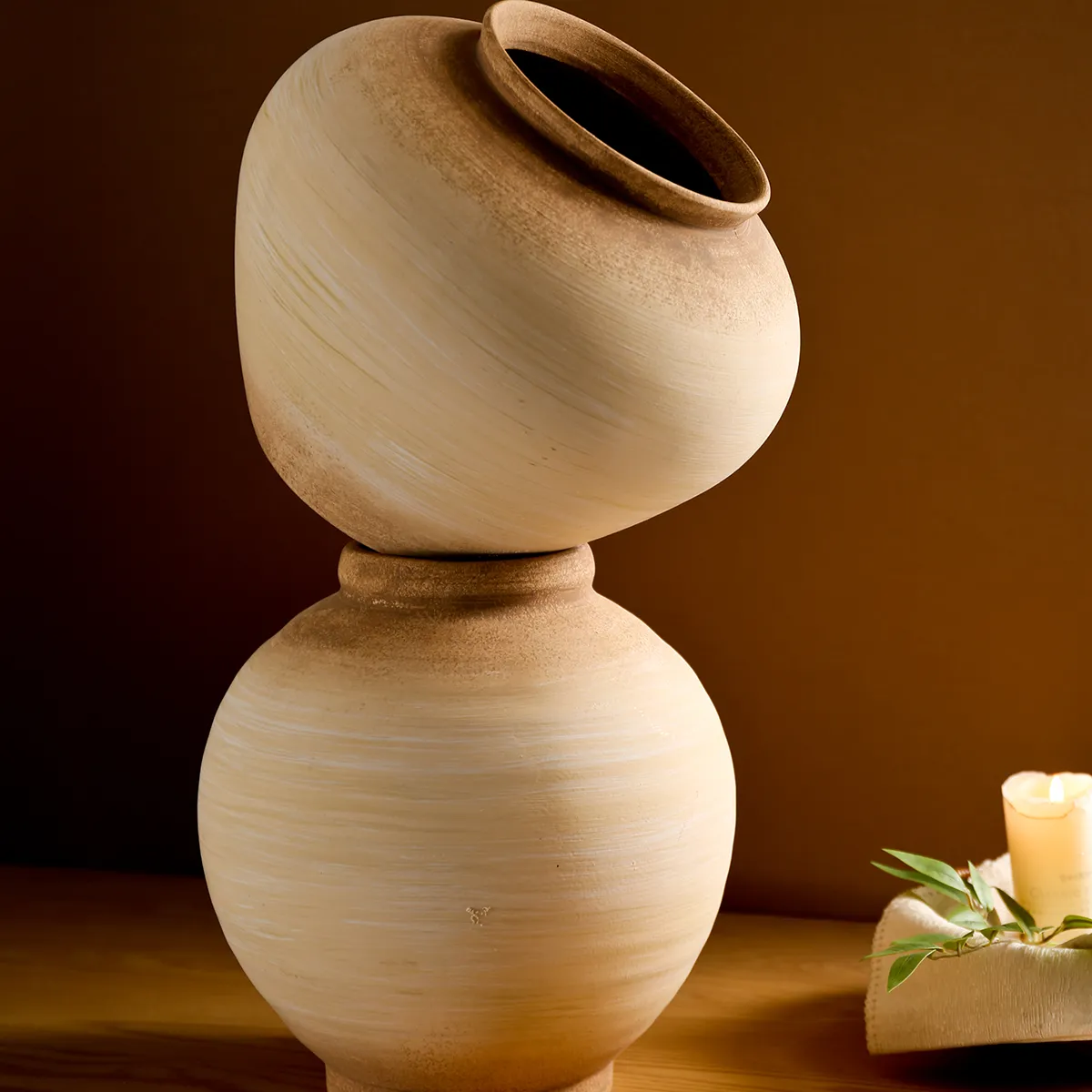 Wabi Sabi Low Ceramic Vases 5 from the Youli collection by Xiamen Youli