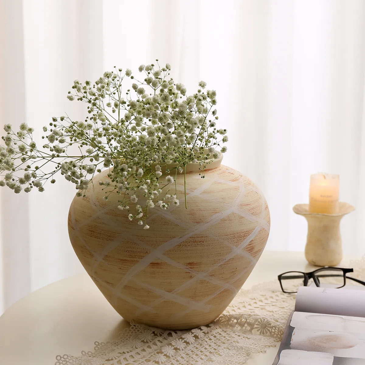 Wabi Sabi Low Ceramic Vases 7 from the Youli collection by Xiamen Youli