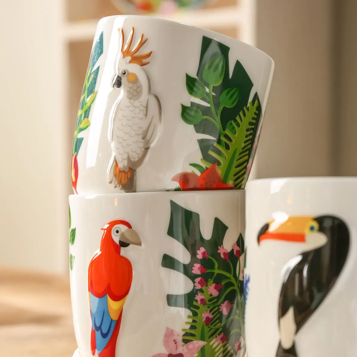 Parrot Pattern Ceramic Tea Cups 1 from the Youli collection by Xiamen Youli