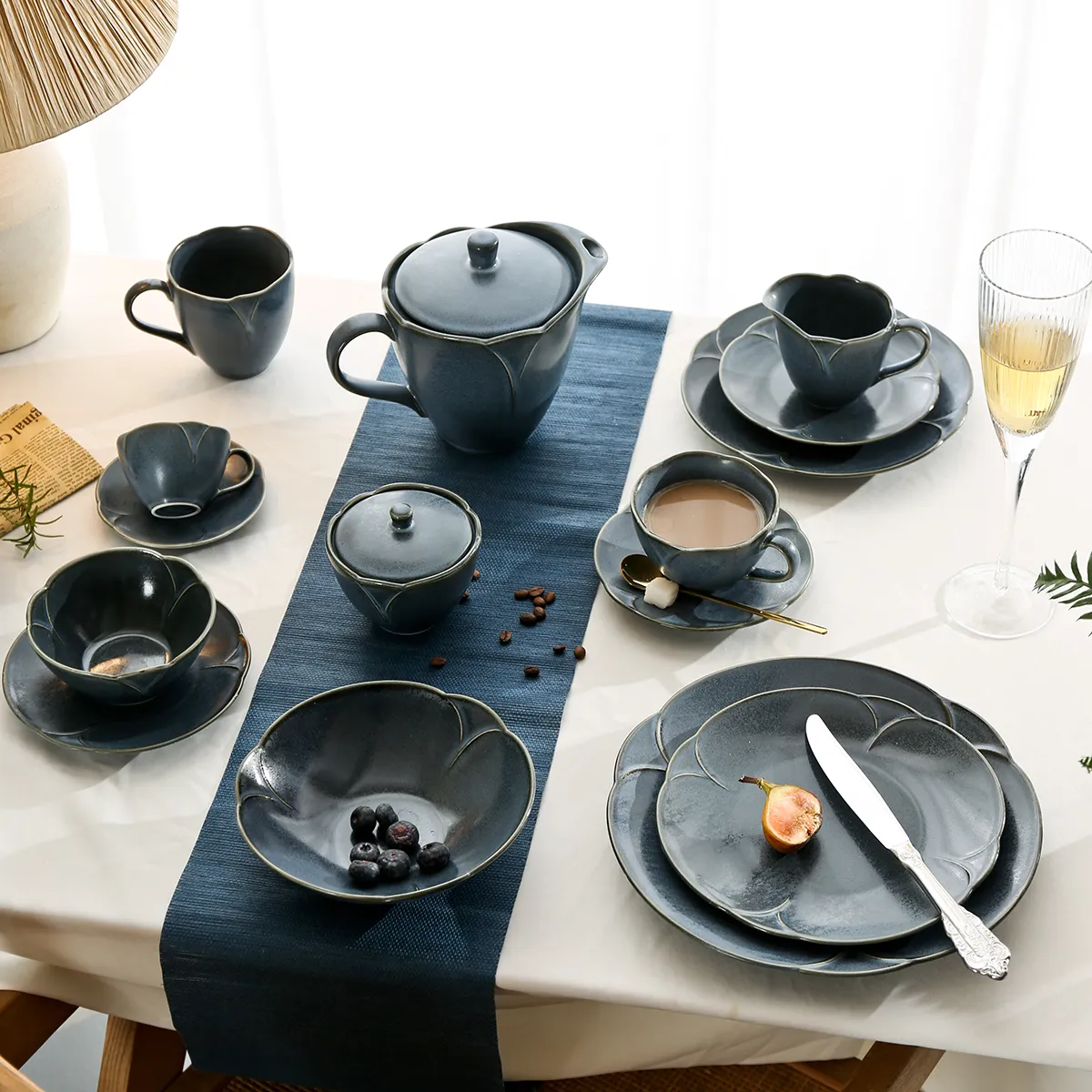 Reactive Glaze Blue Stoneware Dinnerware 1