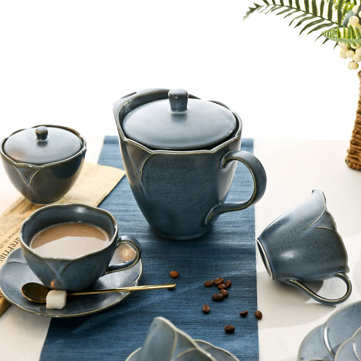 Reactive Glaze Blue Stoneware Dinnerware 5