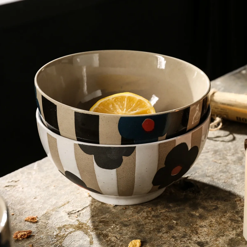 Vintage Striped Small Ceramic Bowls 1 from the Youli collection by Xiamen Youli