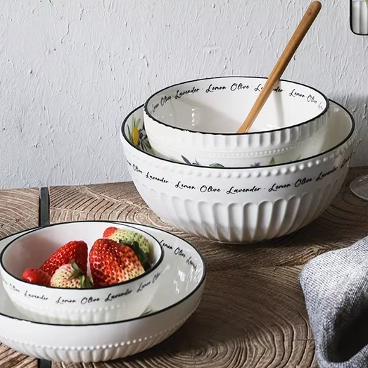 Lemon Pattern Ceramic Serving Bowls 2 from the Youli collection by Xiamen Youli