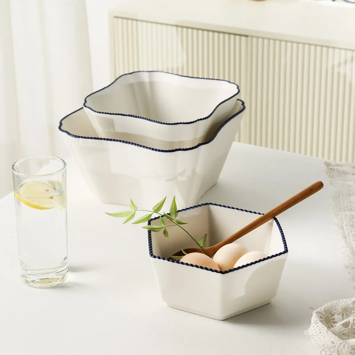 Floral Ceramic Salad Bowls 3 from the Youli collection by Xiamen Youli