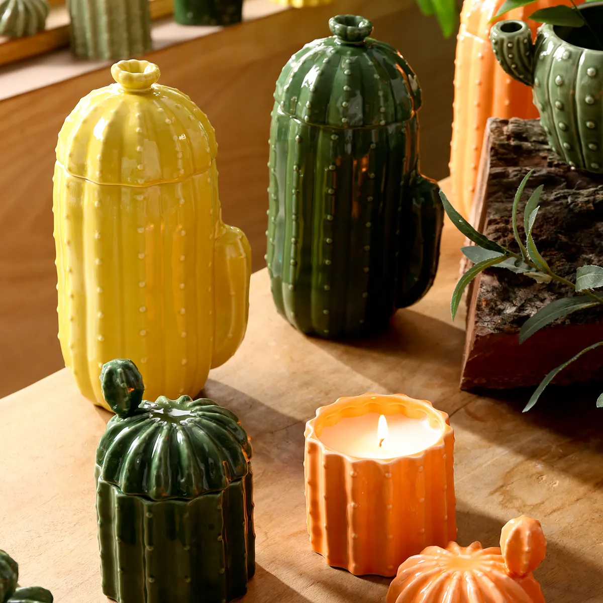 Cactus Shape Ceramic Candle Jars 1 from the Youli collection by Xiamen Youli