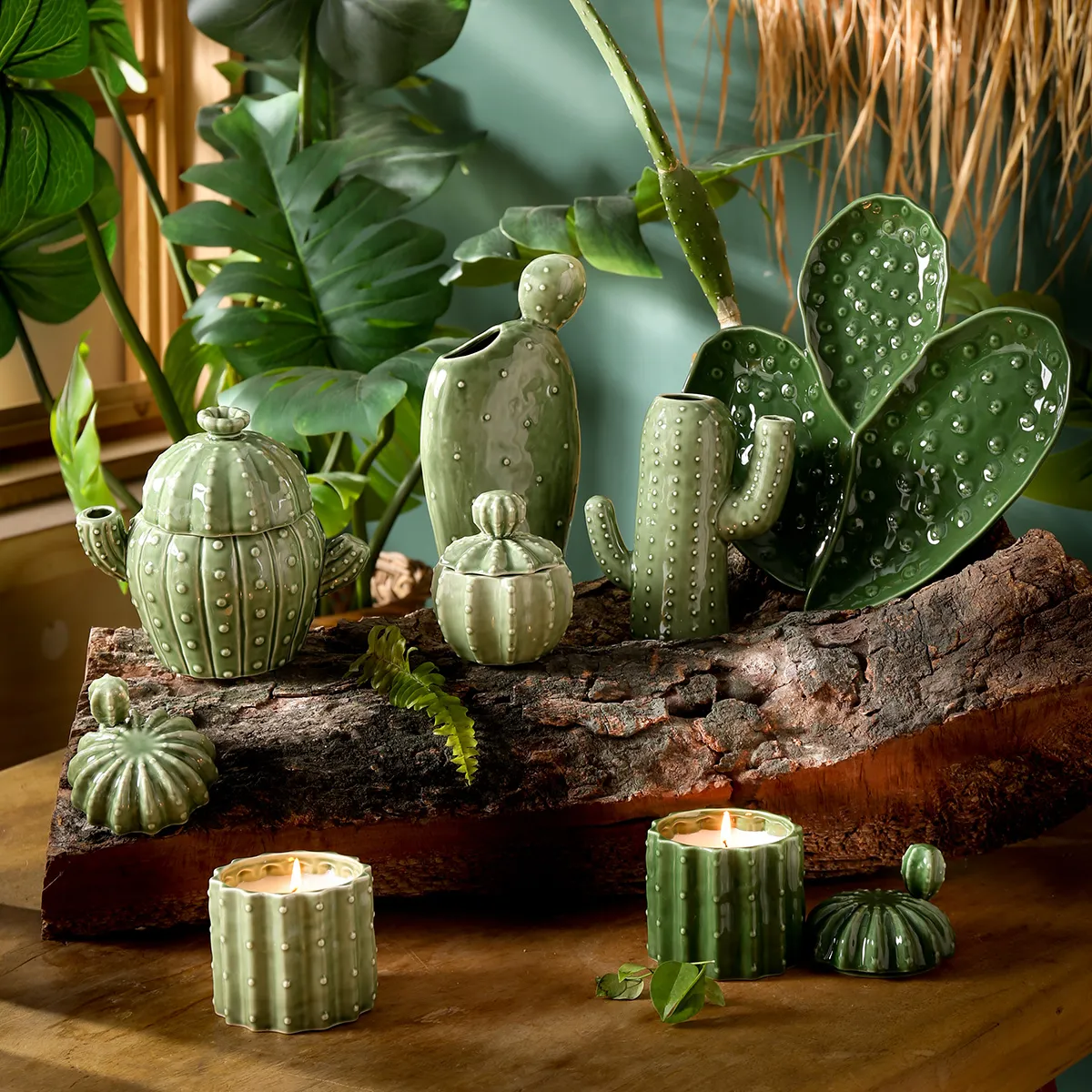Cactus Shape Ceramic Candle Jars 2 from the Youli collection by Xiamen Youli