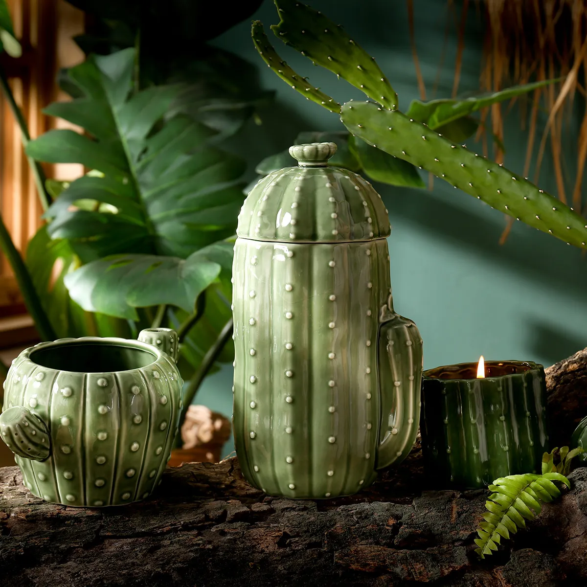 Cactus Shape Ceramic Candle Jars 3 from the Youli collection by Xiamen Youli