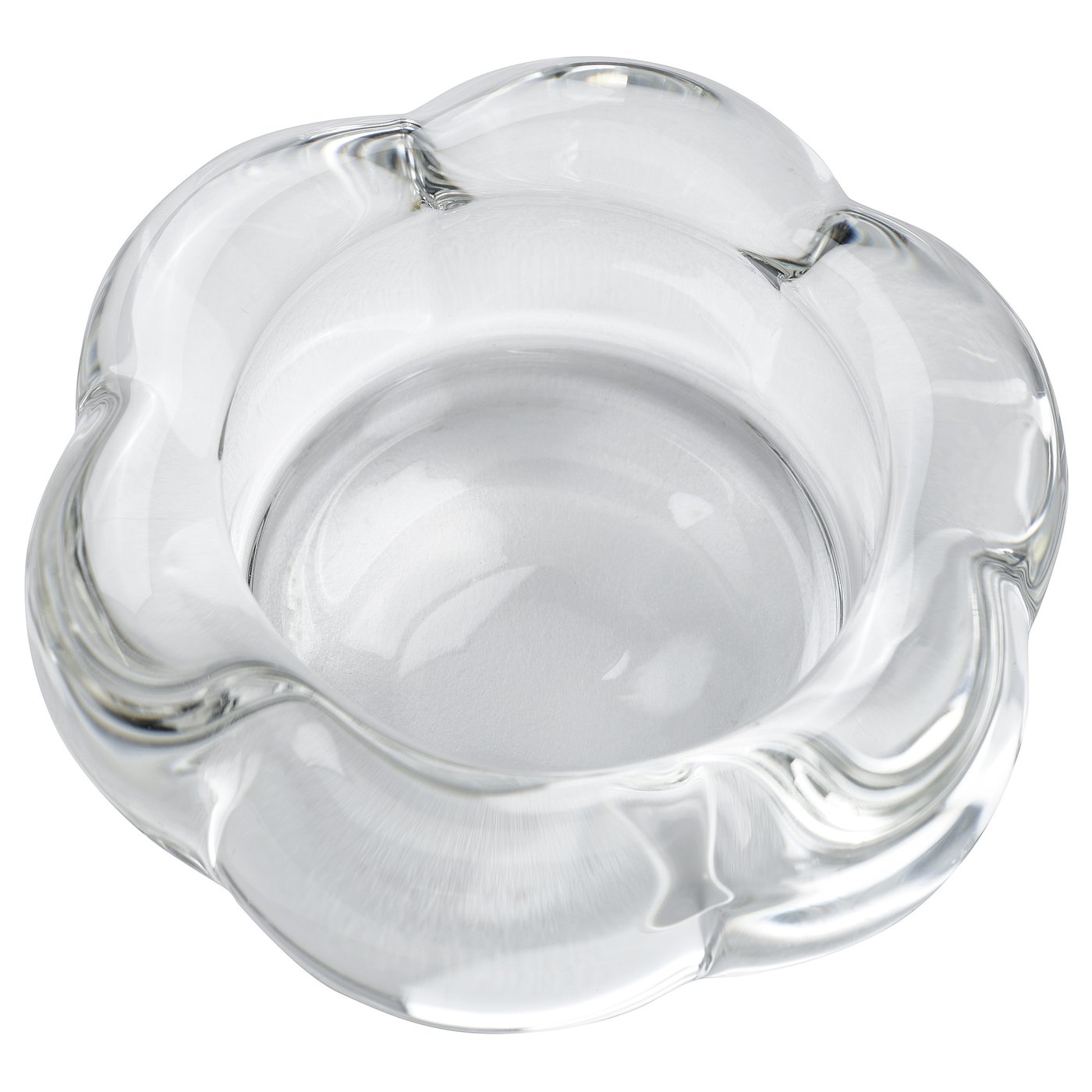 BLADFAGEL Flower Clear Glass Tealight Holder from the Youli collection by Xiamen Youli