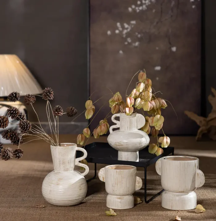 Retro Wabi Sabi Ceramic Vase and Vessel Set from the Youli collection by Xiamen Youli