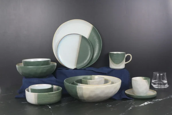 Reactive glaze ceramic tableware showing finish and firing cost differences