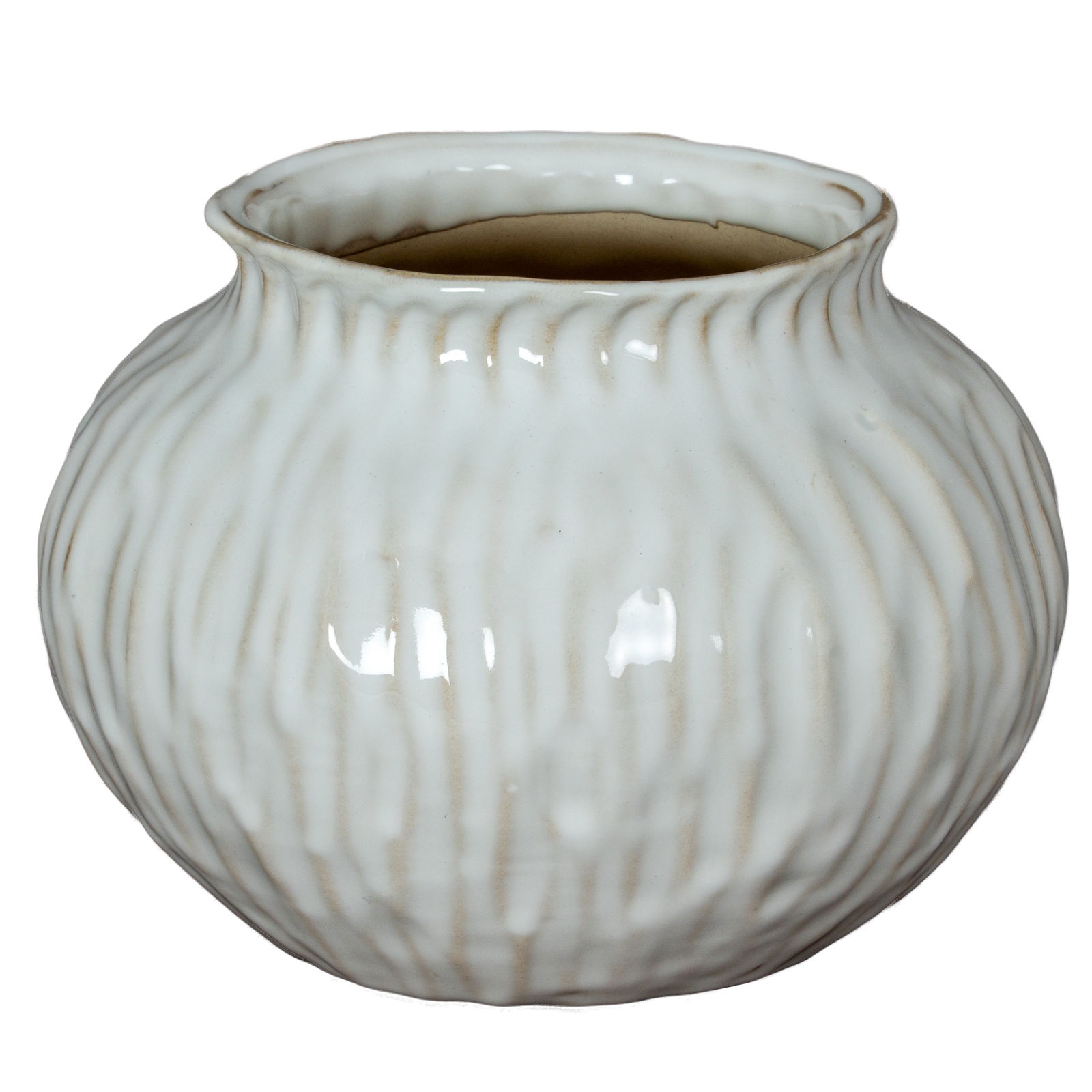 Ribbed Pearl Ceramic Pot Vase from the Youli collection by Xiamen Youli