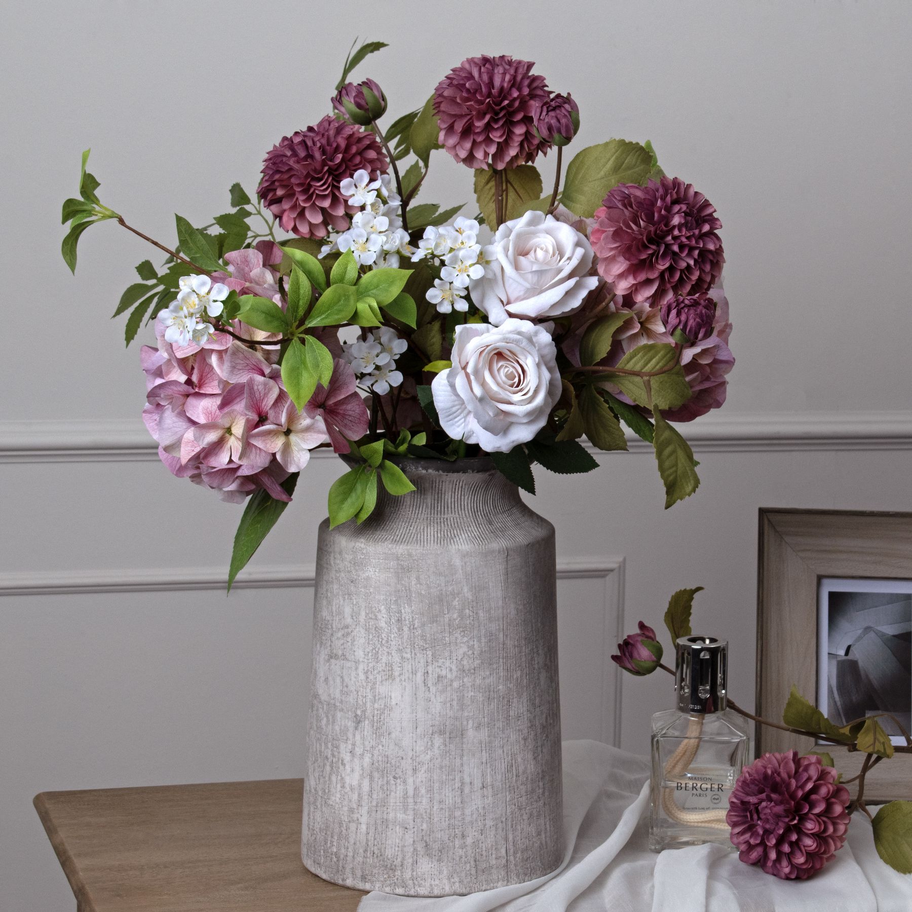 Neutral Tall Floral Ceramic Vase from the Youli collection by Xiamen Youli