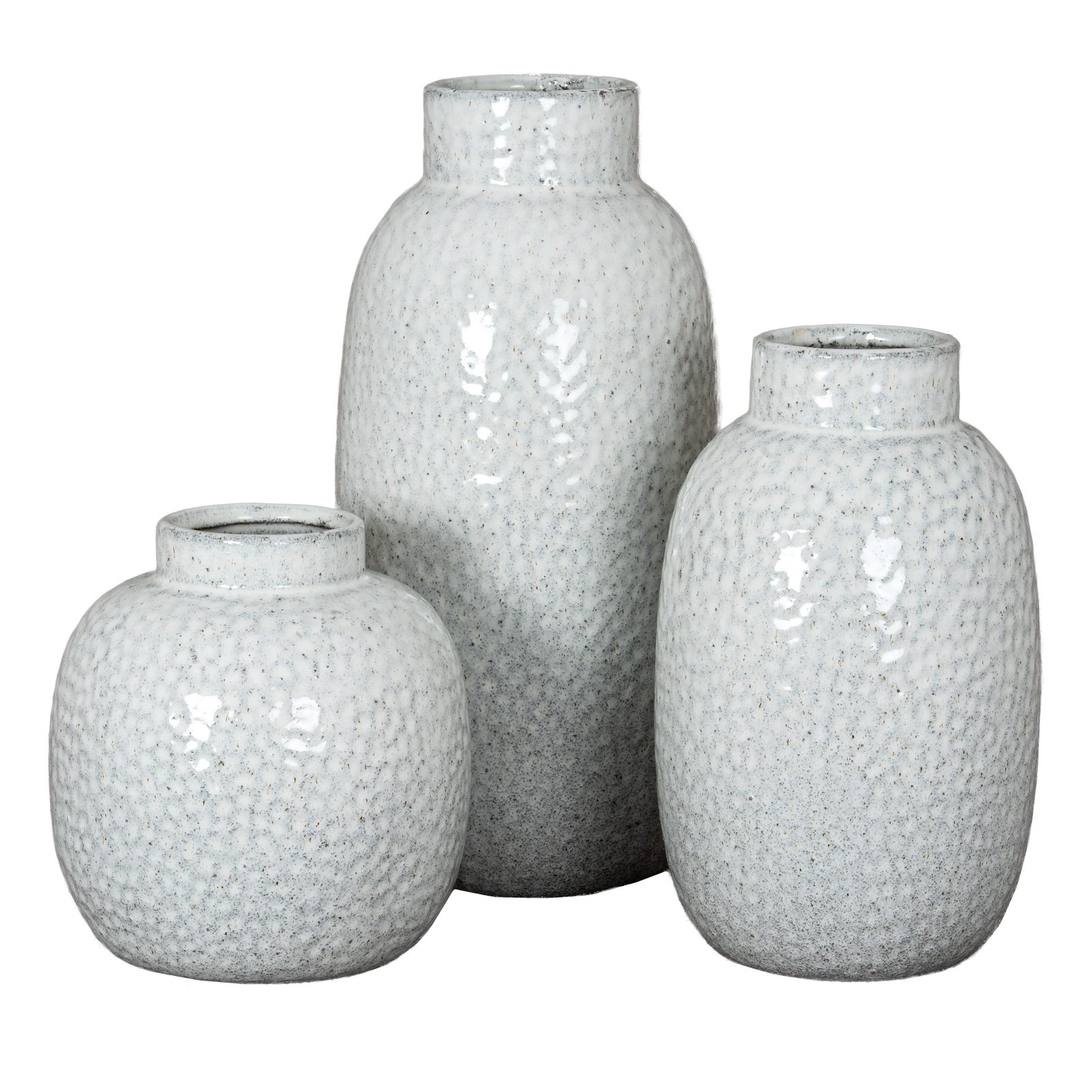 White Crackle Ceramic Vase Trio from the Youli collection by Xiamen Youli