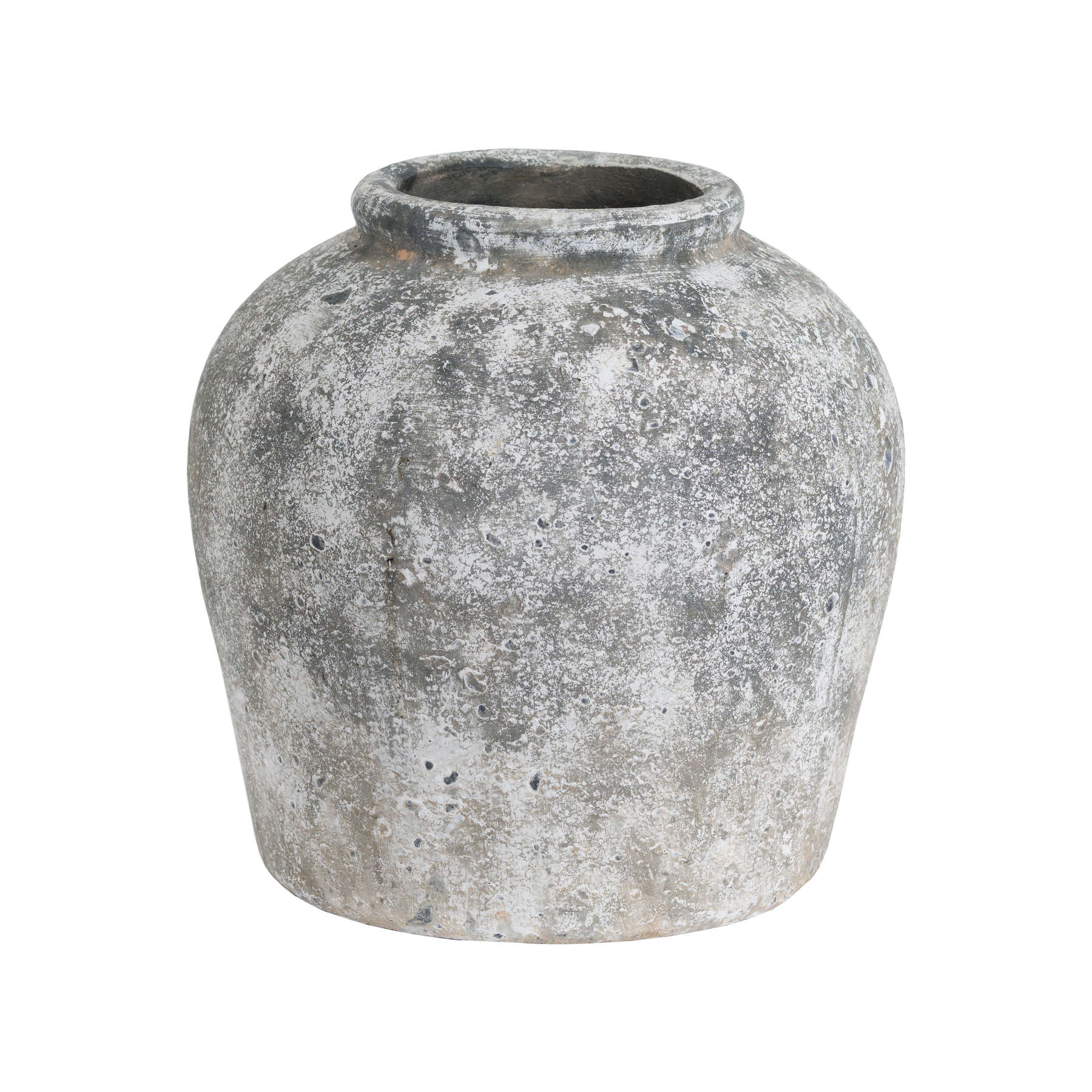 Squat Aged Stone Ceramic Vase from the Youli collection by Xiamen Youli