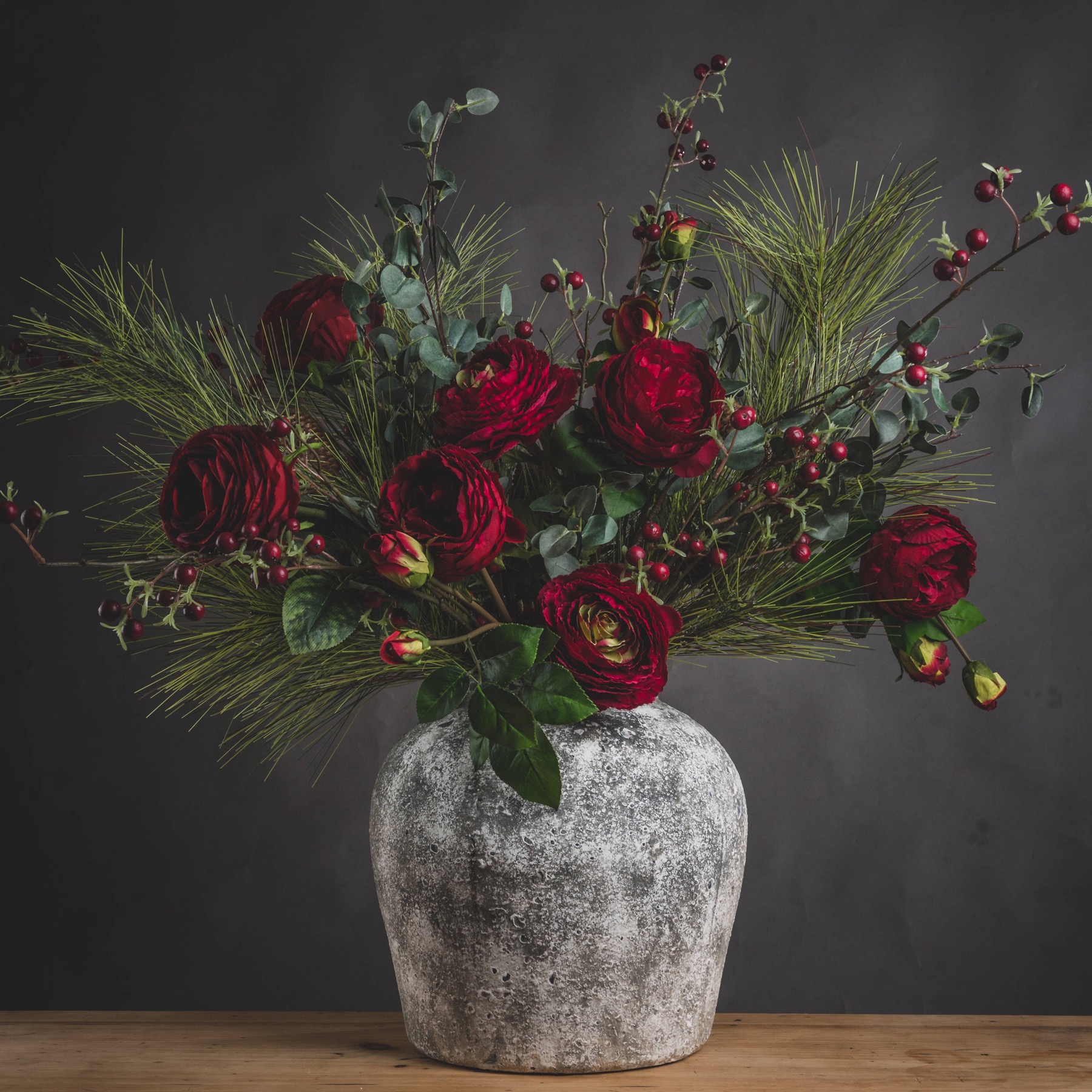 Rustic Aged Stone Floral Ceramic Vase from the Youli collection by Xiamen Youli