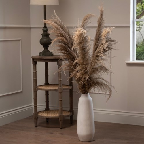 Tall White Ceramic Floor Vase with Pampas from the Youli collection by Xiamen Youli