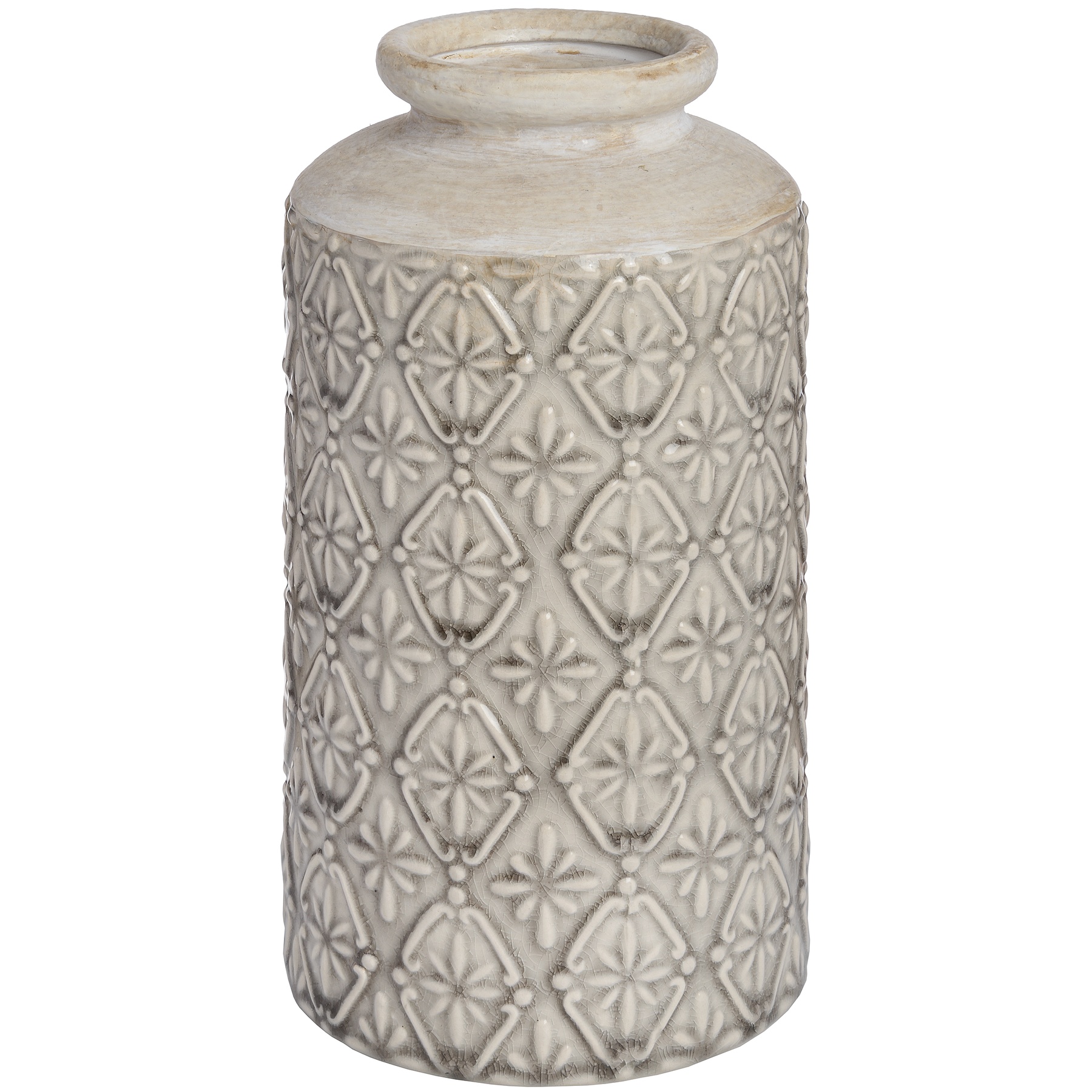 Beige Embossed Stoneware Bottle Vase from the Youli collection by Xiamen Youli