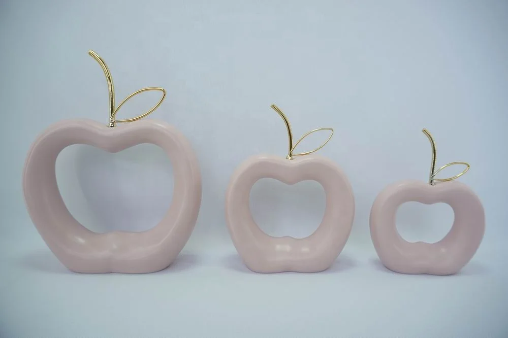 Ceramic Artificial Fruit Apple and Pear Colorful Tabletop Shape and Finish View