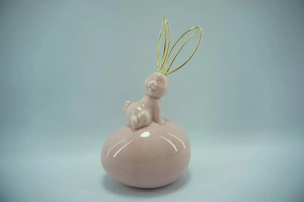 White Ceramic Rabbits Figurines Easter Bunny Figurines Decorative Alternate Product View