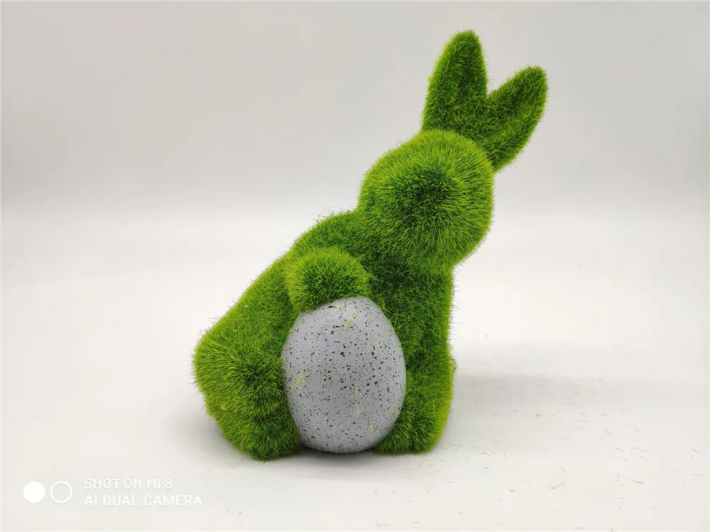 Easter Furry Flocked Bunny Garden Decorations Artificial Moss Rabbit Shape and Finish View