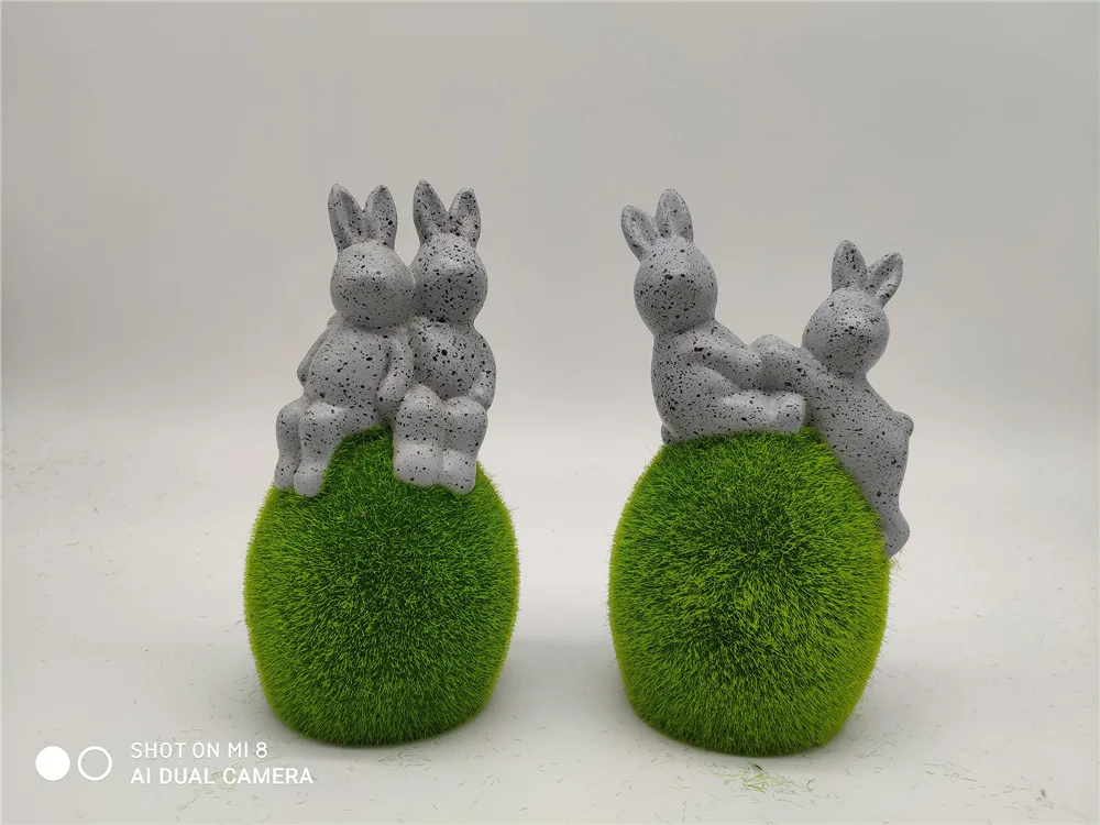 Easter Furry Flocked Bunny Garden Decorations Artificial Moss Rabbit Additional Product View