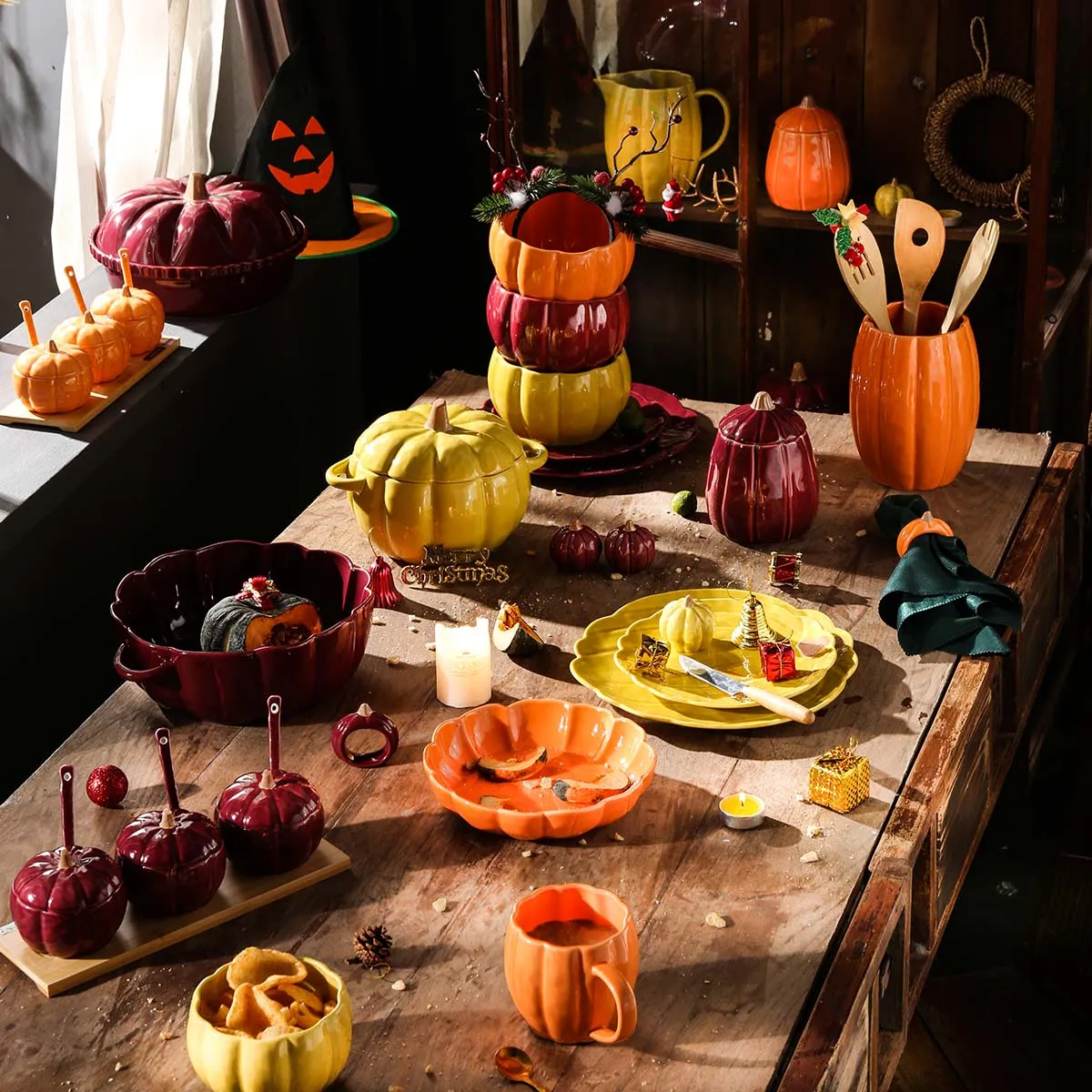 Pumpkin Ceramic Bowls Cups and Plates Alternate Product View