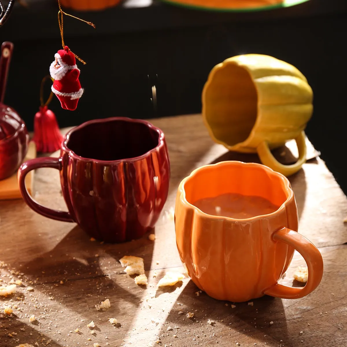 Pumpkin Shape Ceramic Mug Detail Alternate Product View