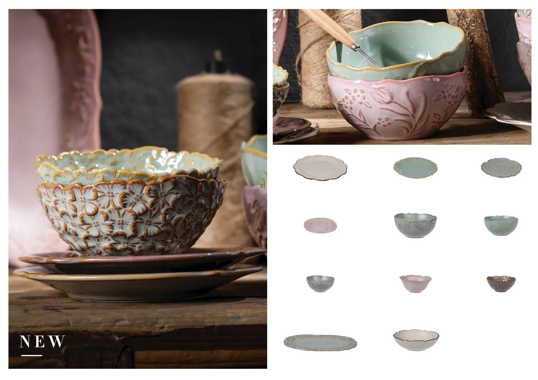 Flower Pattern Soup Bowls Collection Detail View
