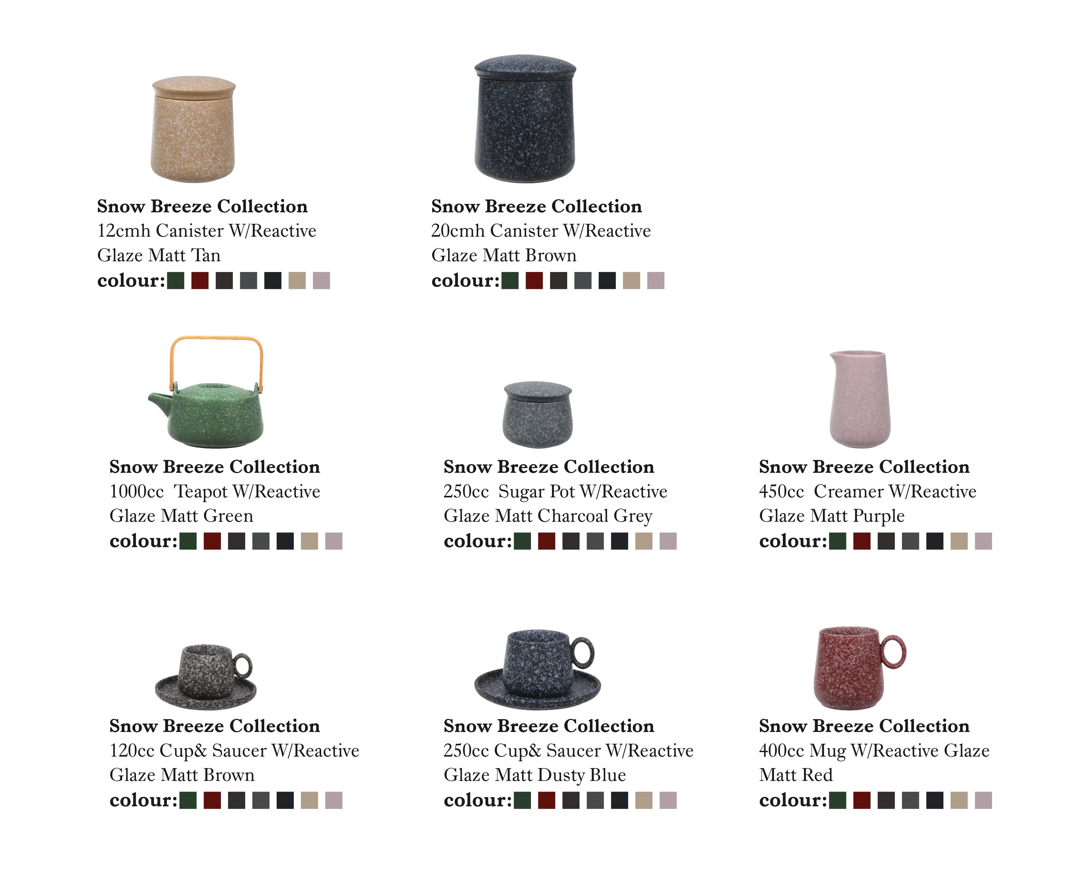 Reactive Glaze Tea Cup Sets 2 Collection Detail View